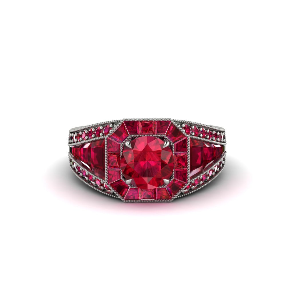 Ruby Royal Radiance Halo Engagement Ring - Liana No. 57