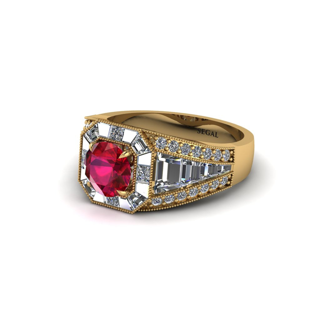 Ruby Royal Radiance Halo Engagement Ring - Liana No. 10