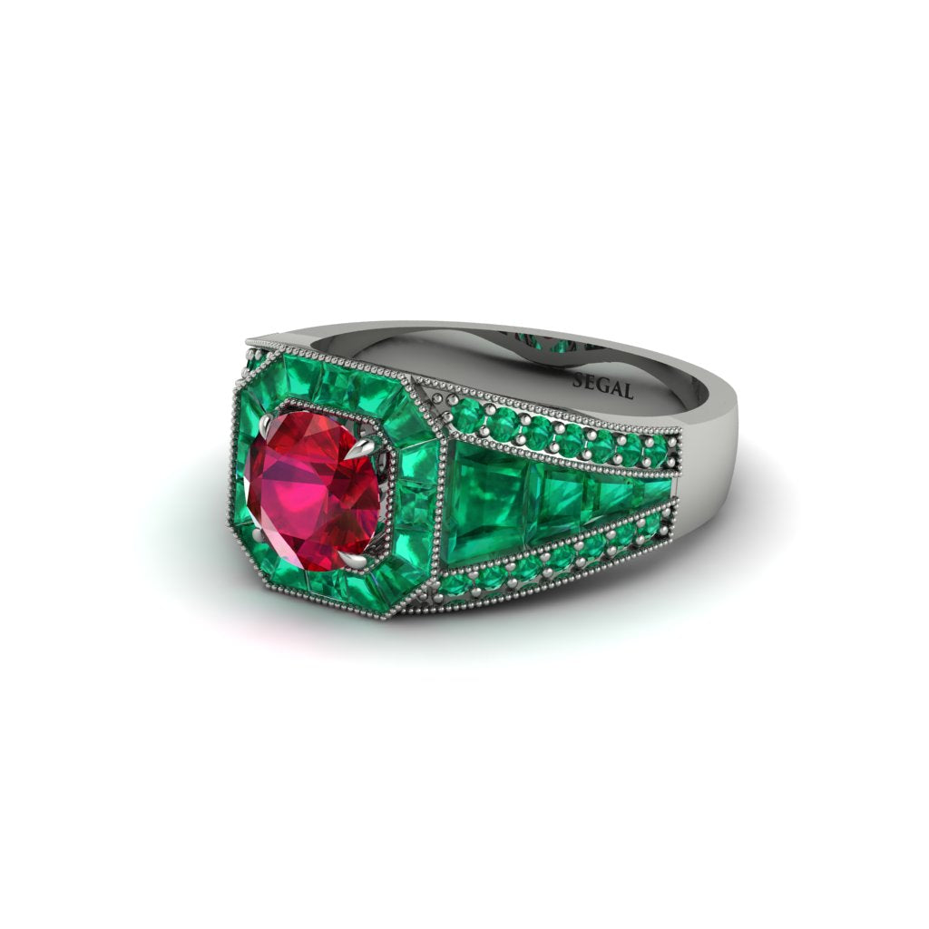 Ruby Royal Radiance Halo Engagement Ring - Liana No. 27