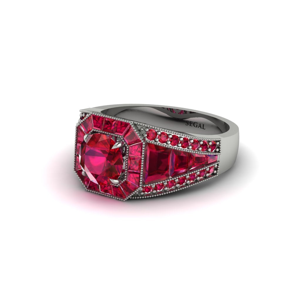 Ruby Royal Radiance Halo Engagement Ring - Liana No. 57