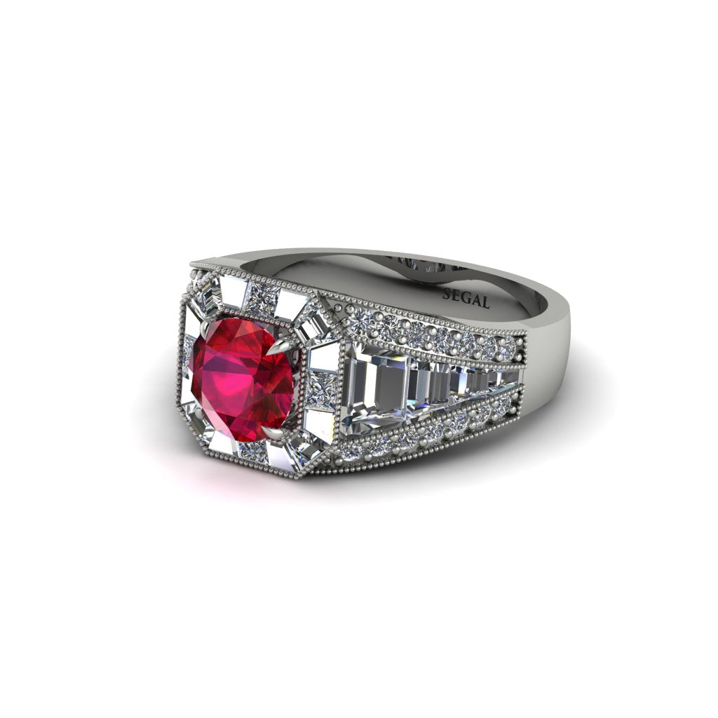 Ruby Royal Radiance Halo Engagement Ring - Liana No. 12
