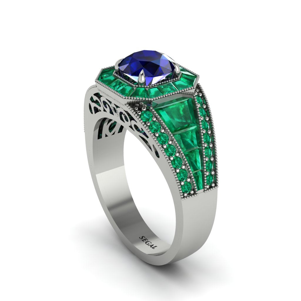 Sapphire Royal Radiance Halo Engagement Ring - Liana No. 30