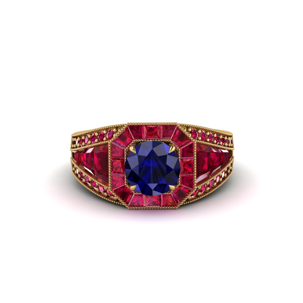 Sapphire Royal Radiance Halo Engagement Ring - Liana No. 58