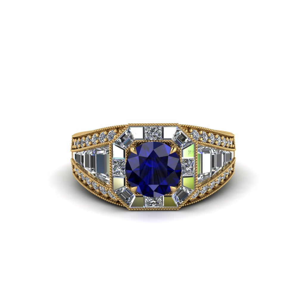 Sapphire Royal Radiance Halo Engagement Ring - Liana No. 13