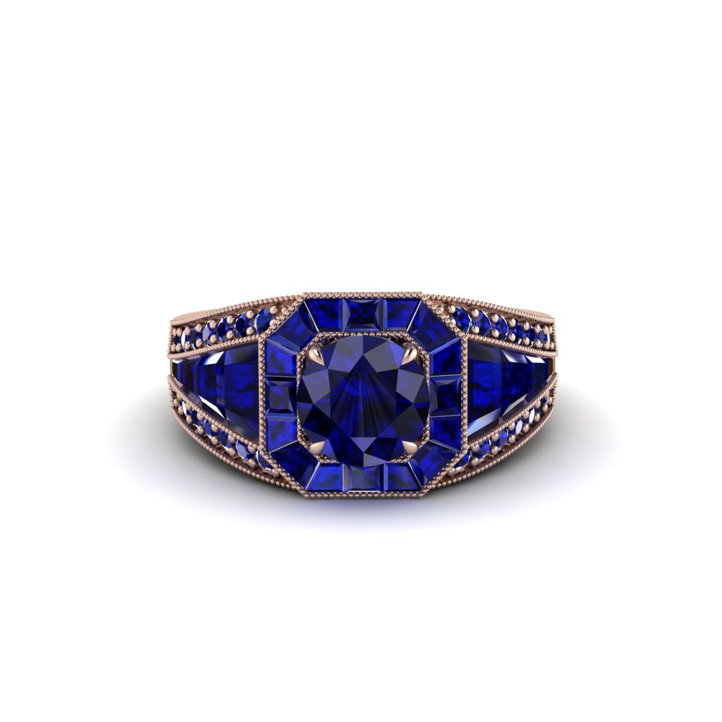 Sapphire Royal Radiance Halo Engagement Ring - Liana No. 74