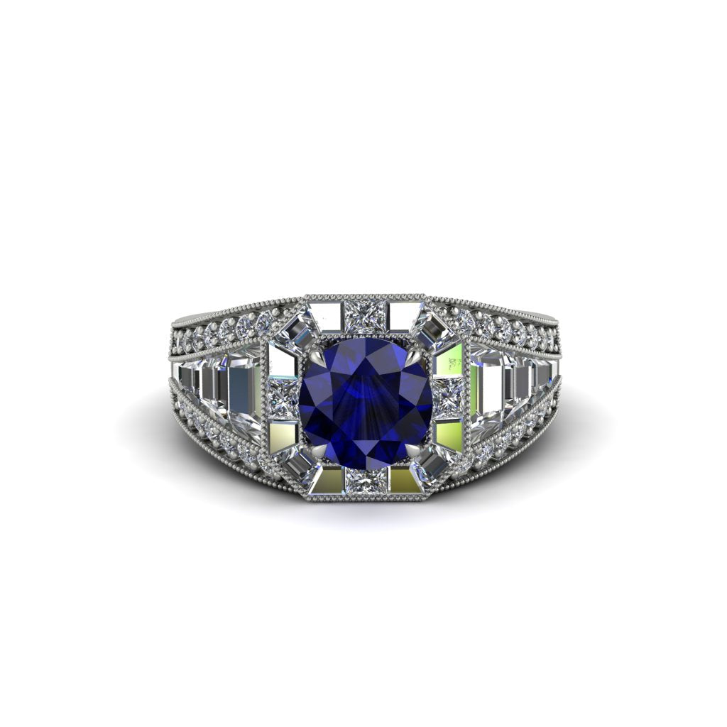 Sapphire Royal Radiance Halo Engagement Ring - Liana No. 15