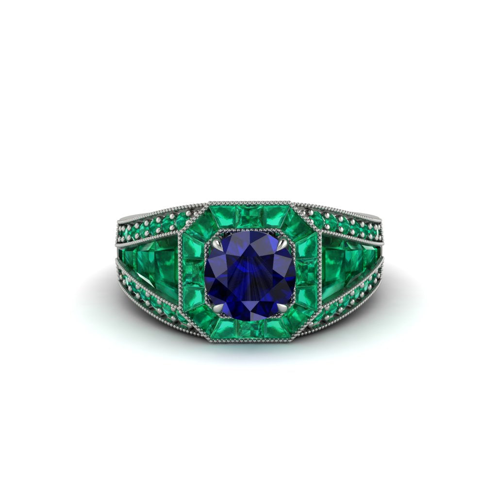 Sapphire Royal Radiance Halo Engagement Ring - Liana No. 30