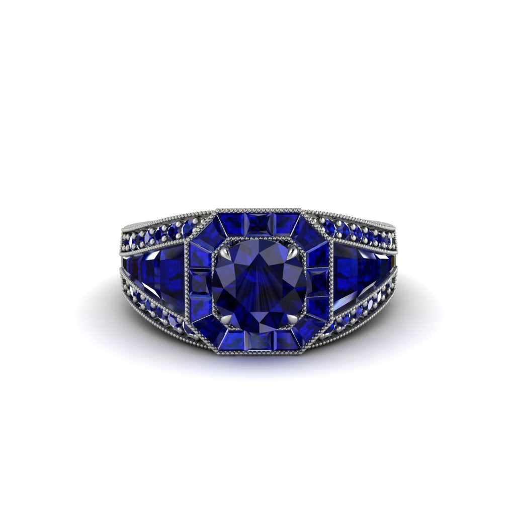 Sapphire Royal Radiance Halo Engagement Ring - Liana No. 75