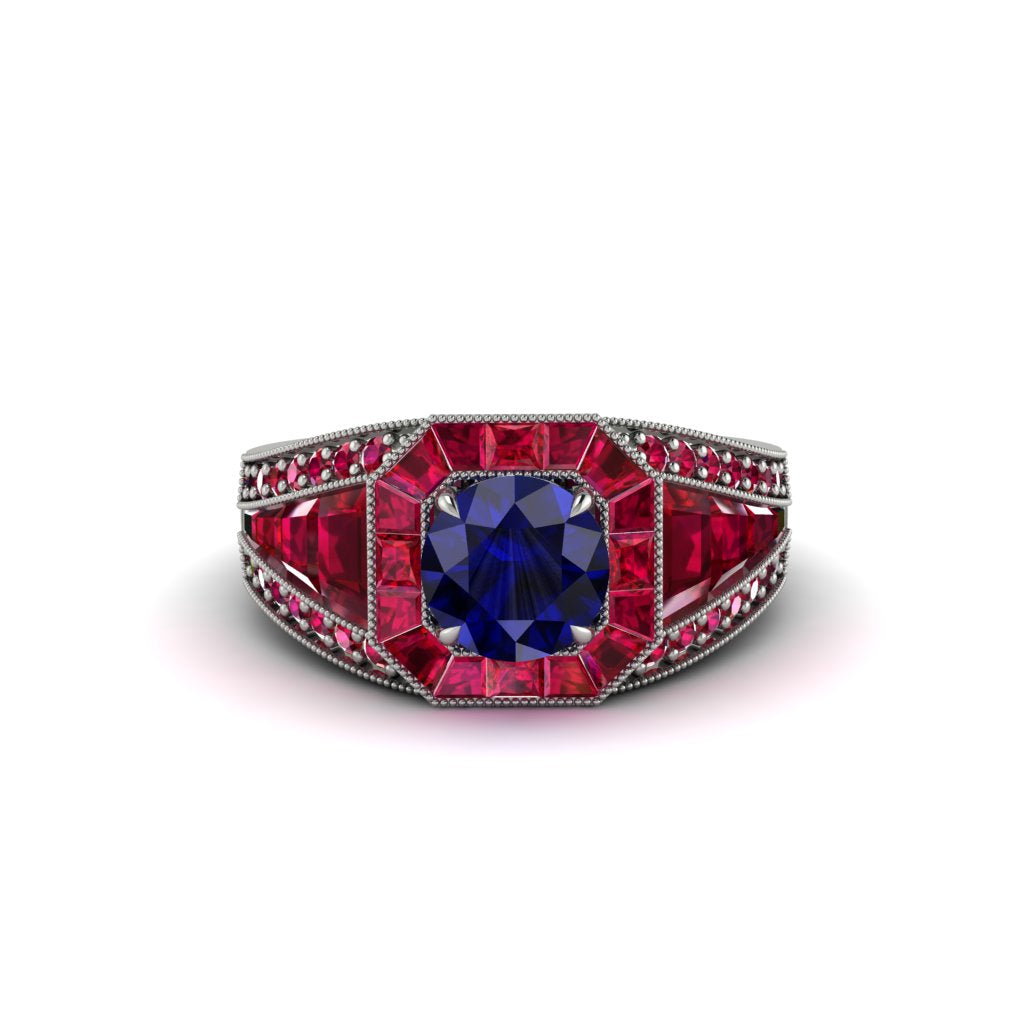 Sapphire Royal Radiance Halo Engagement Ring - Liana No. 60