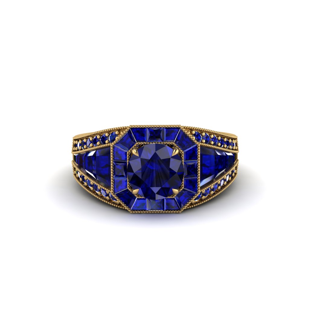 Sapphire Royal Radiance Halo Engagement Ring - Liana No. 73