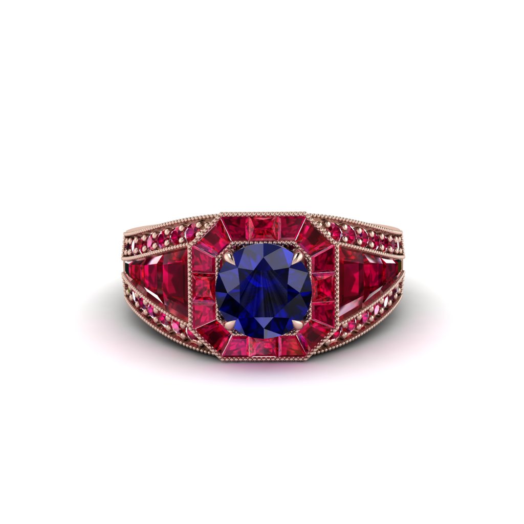 Sapphire Royal Radiance Halo Engagement Ring - Liana No. 59