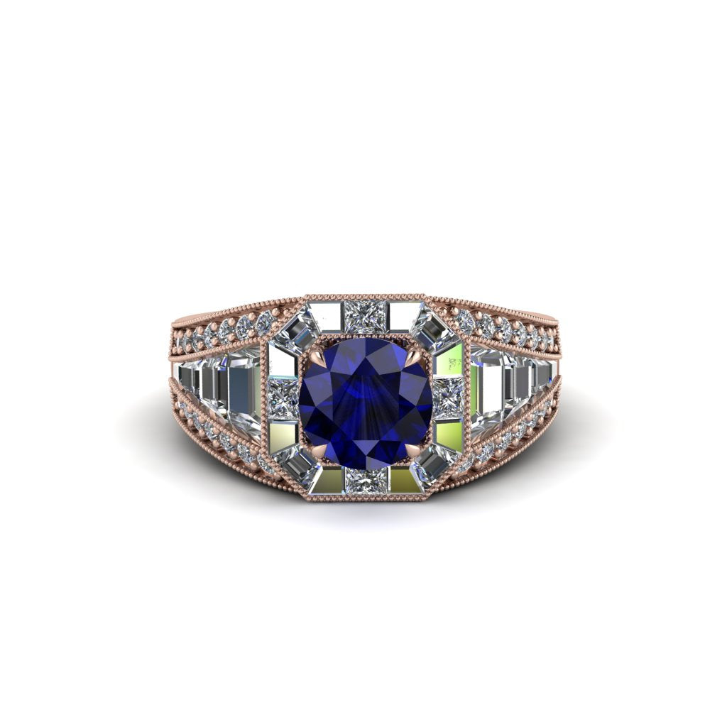 Sapphire Royal Radiance Halo Engagement Ring - Liana No. 14