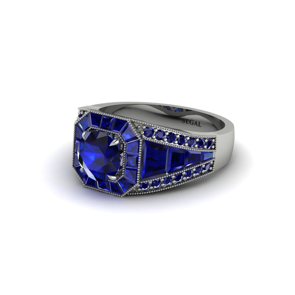 Sapphire Royal Radiance Halo Engagement Ring - Liana No. 75
