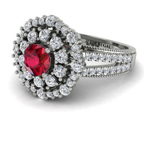 Ruby Double Halo Gold Engagement Ring - Danielle No. 12 image 1