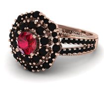 Ruby Double Halo Gold Engagement Ring - Danielle No. 41 image 1