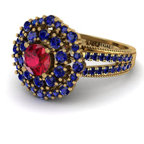 Ruby Double Halo Gold Engagement Ring - Danielle No. 70 image 1