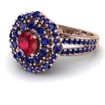 Ruby Double Halo Gold Engagement Ring - Danielle No. 71 image 1