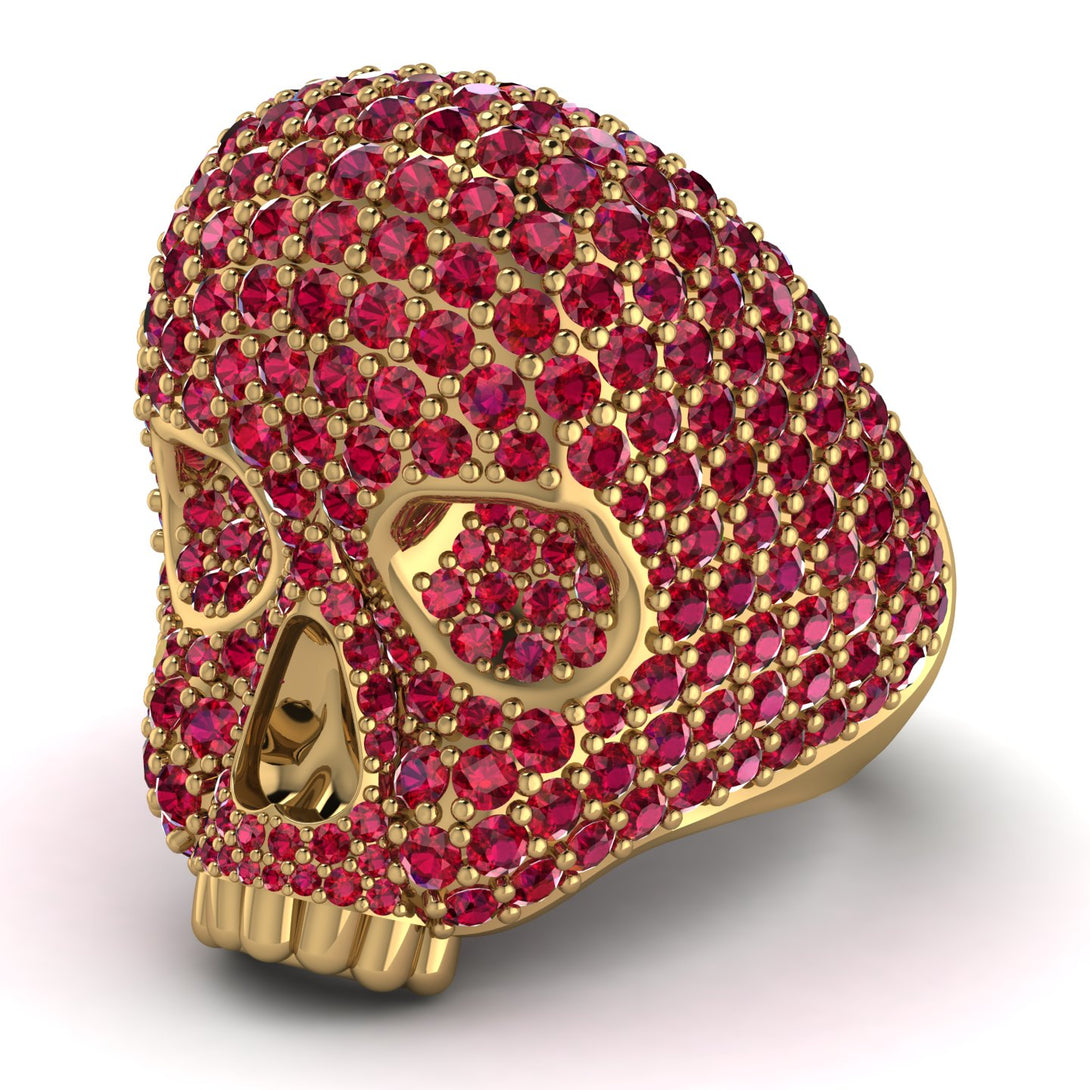 Ruby-Encrusted Skull Men's Fashion Ring - Jules No. 10