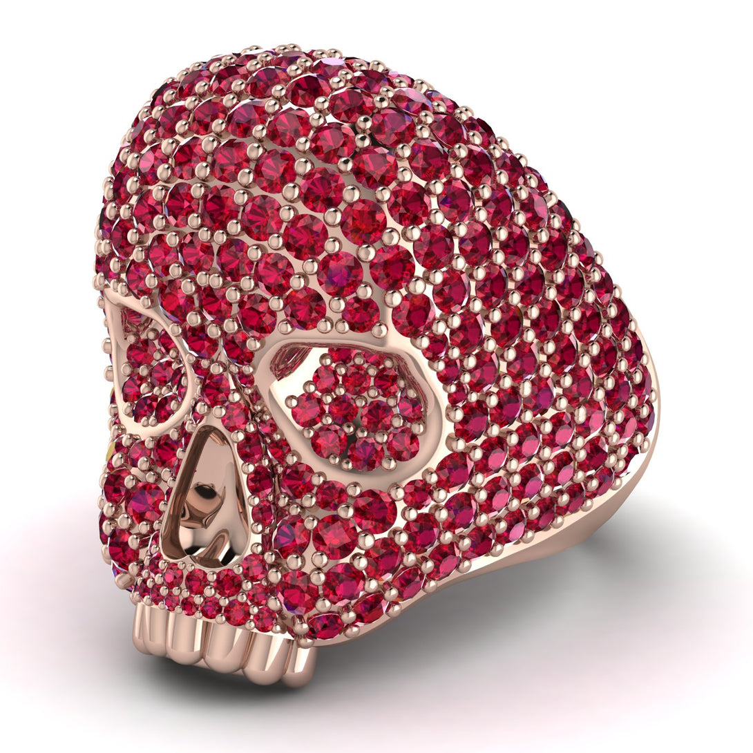 Ruby-Encrusted Skull Men's Fashion Ring - Jules No. 11