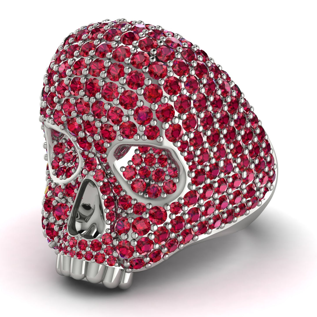 Ruby-Encrusted Skull Men's Fashion Ring - Jules No. 12