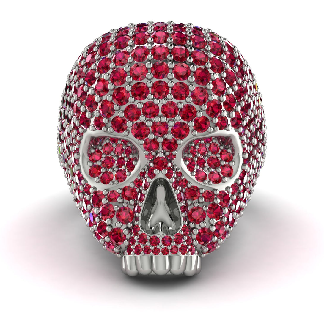Ruby-Encrusted Skull Men's Fashion Ring - Jules No. 12