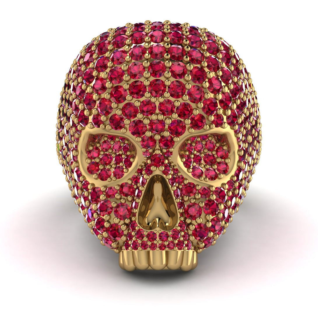 Ruby-Encrusted Skull Men's Fashion Ring - Jules No. 10