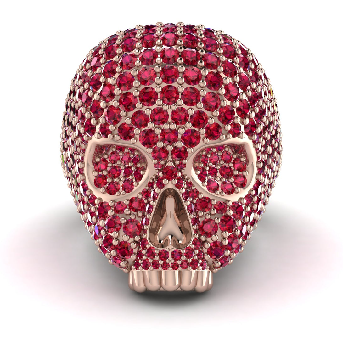 Ruby-Encrusted Skull Men's Fashion Ring - Jules No. 11