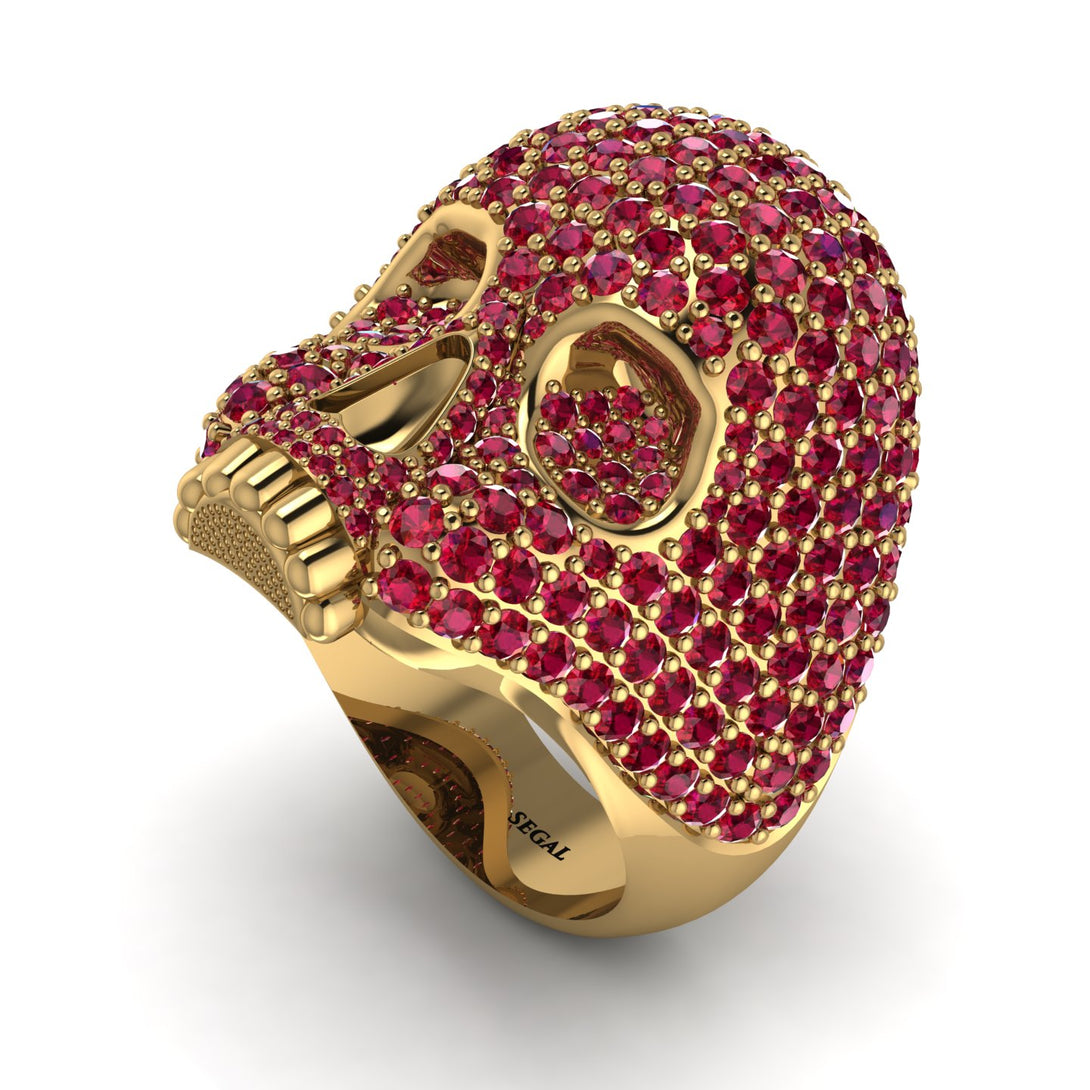 Ruby-Encrusted Skull Men's Fashion Ring - Jules No. 10