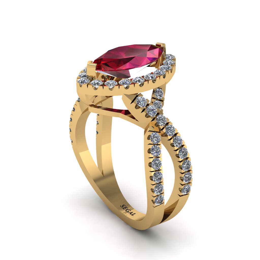 Ruby Marquise Split Shank Engagement Ring - Carly No. 10