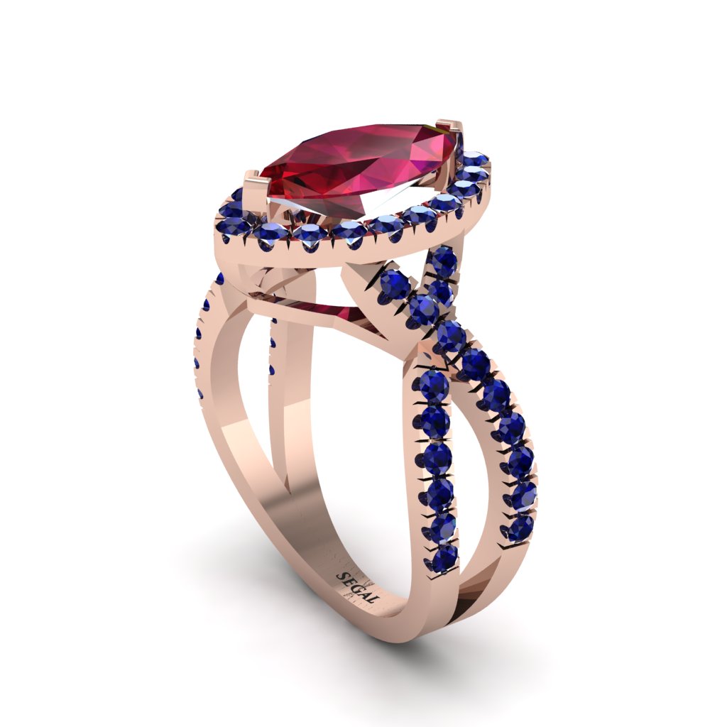 Ruby Marquise Split Shank Engagement Ring - Carly No. 71