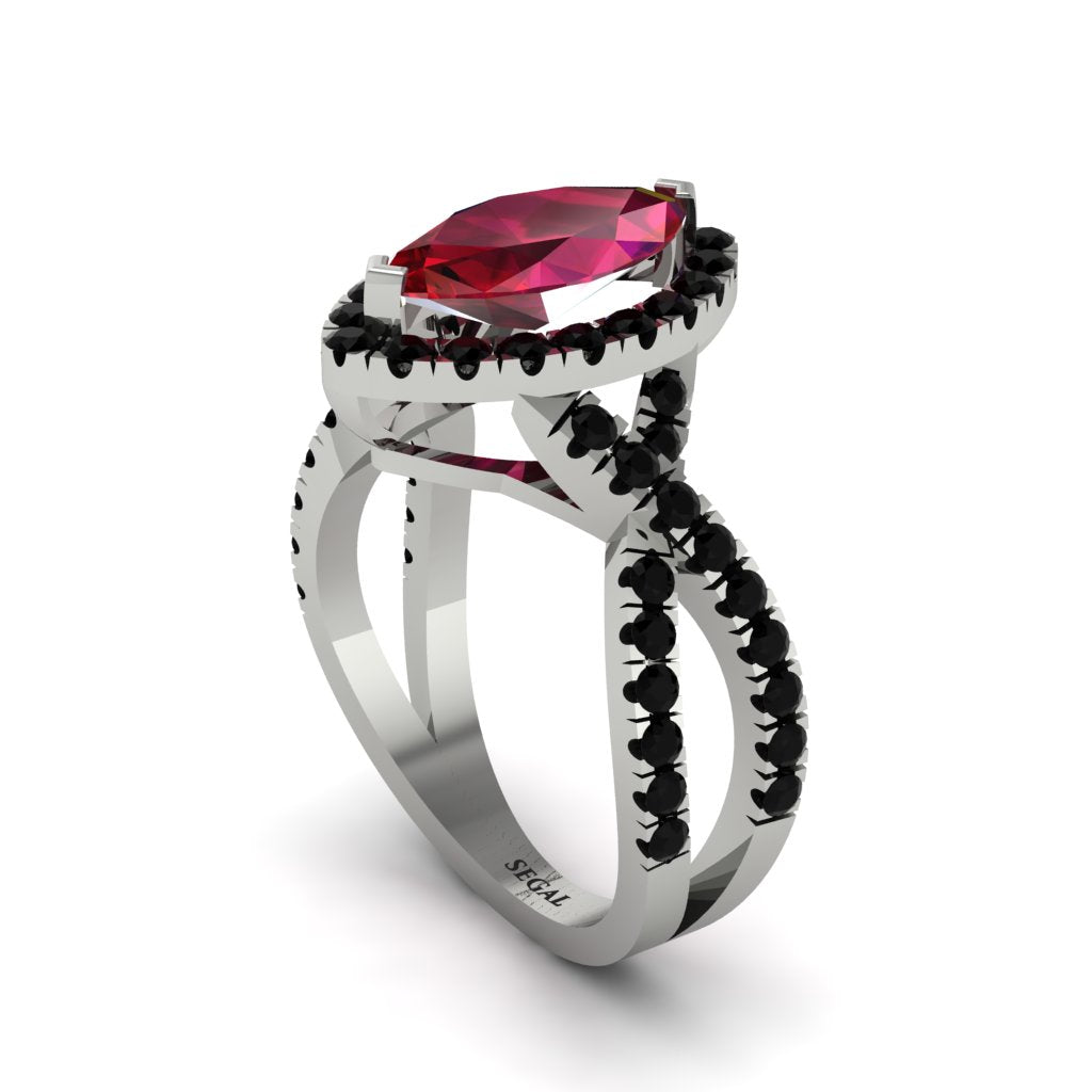 Ruby Marquise Split Shank Engagement Ring - Carly No. 42