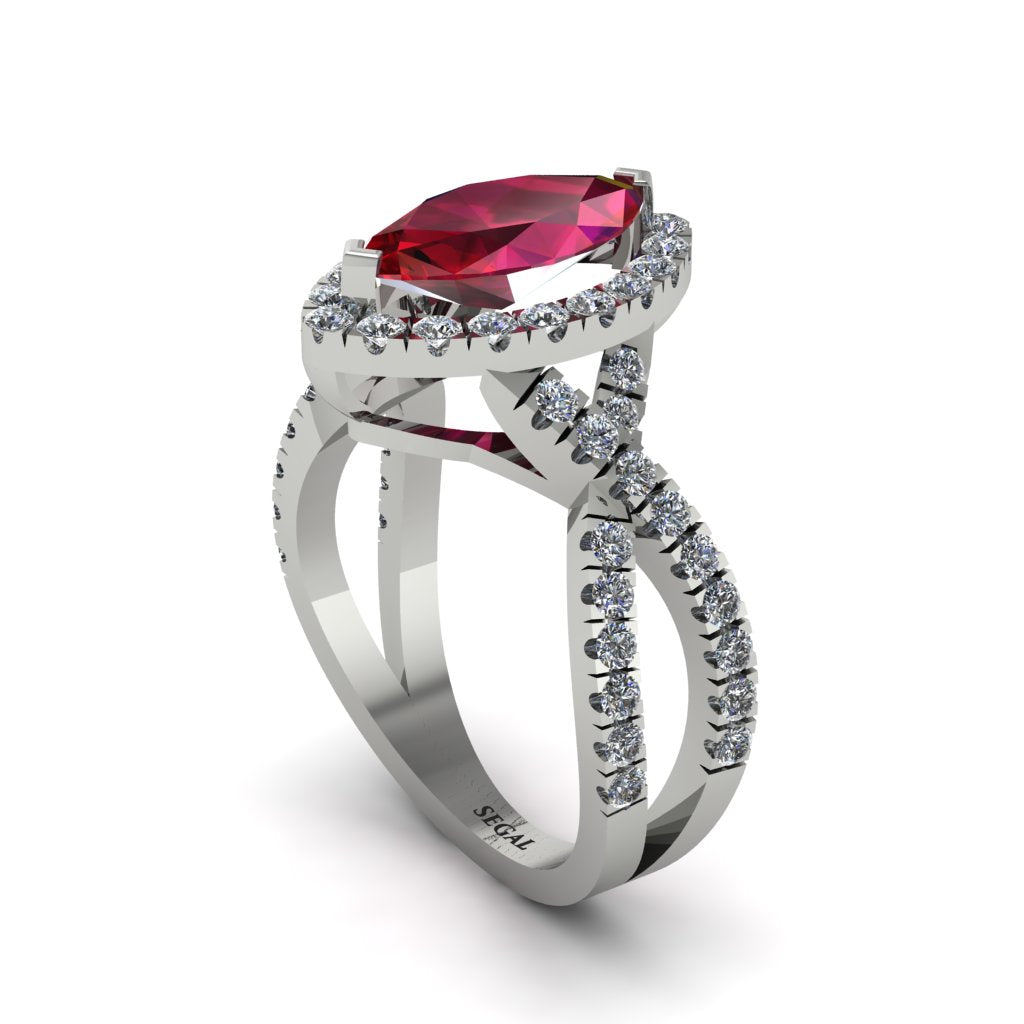 Ruby Marquise Split Shank Engagement Ring - Carly No. 12