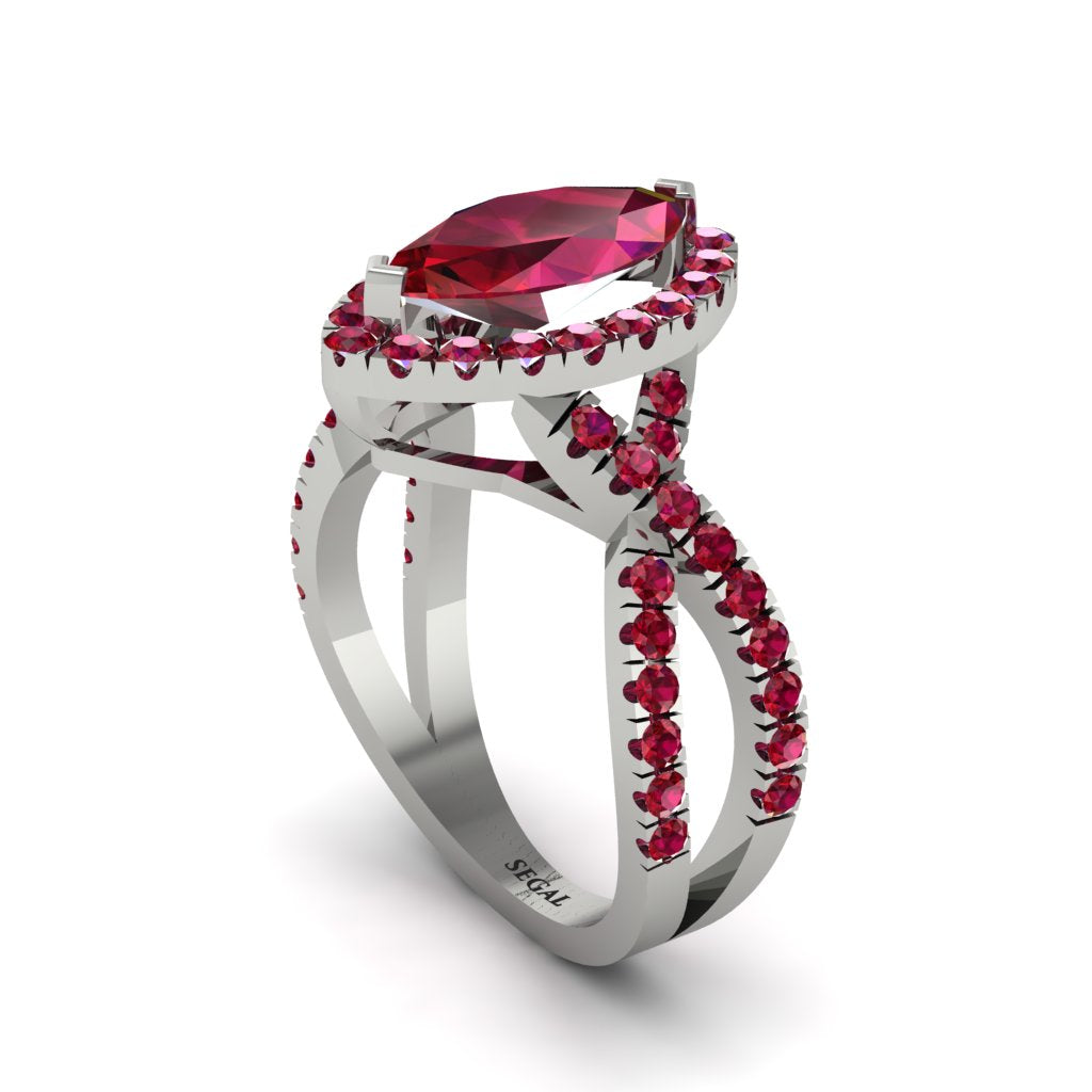 Ruby Marquise Split Shank Engagement Ring - Carly No. 57
