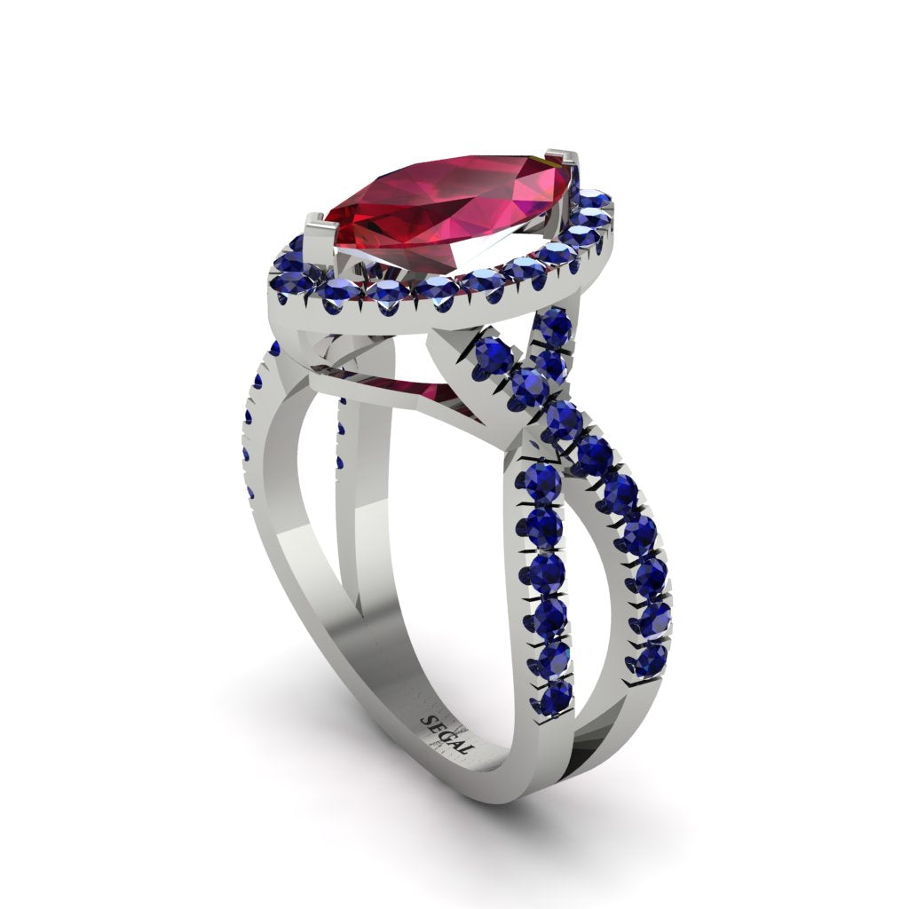 Ruby Marquise Split Shank Engagement Ring - Carly No. 72
