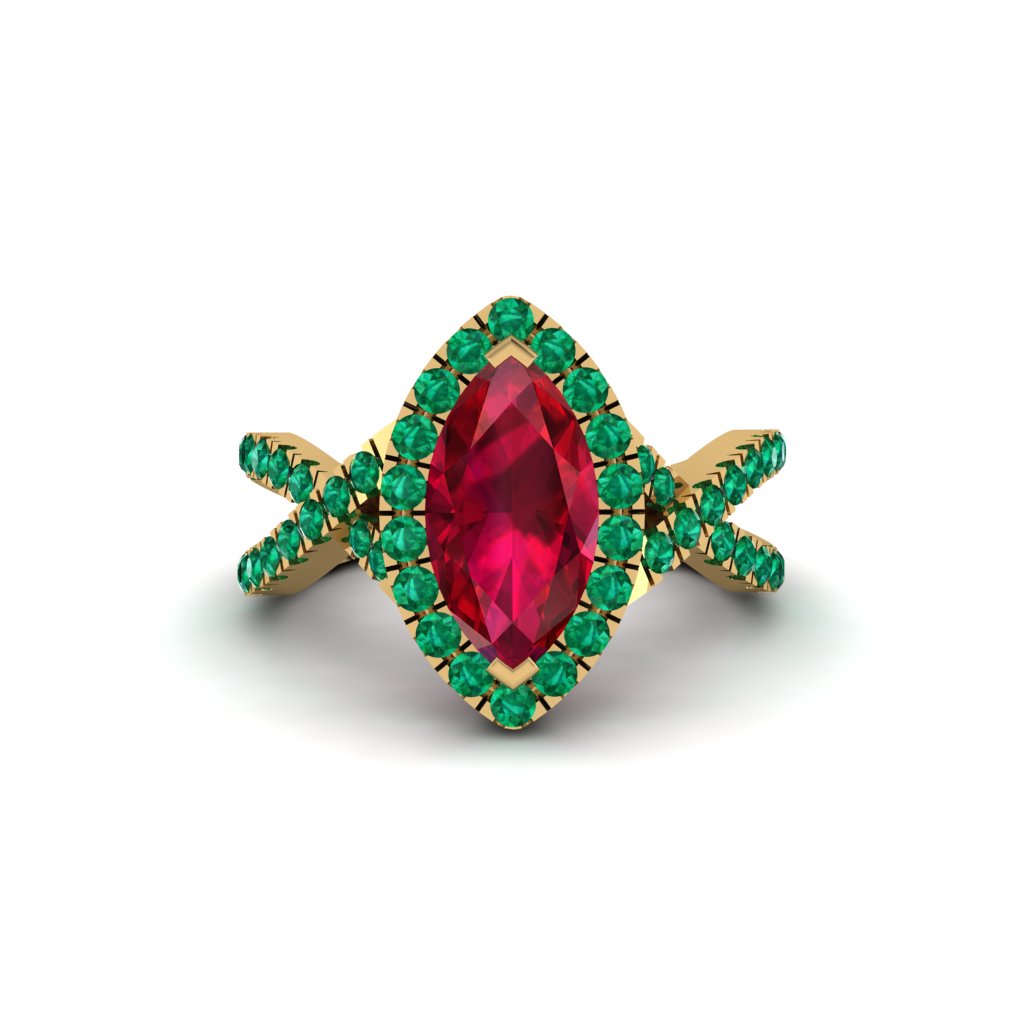 Ruby Marquise Split Shank Engagement Ring - Carly No. 25