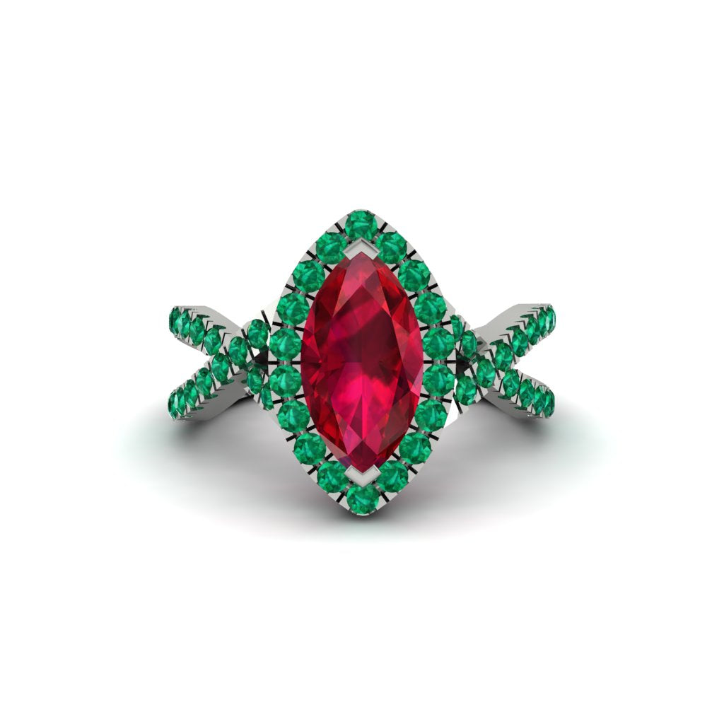 Ruby Marquise Split Shank Engagement Ring - Carly No. 27