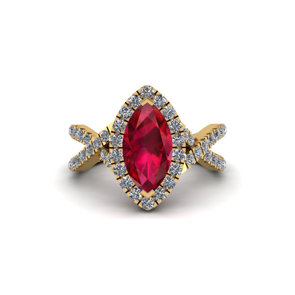 Ruby Marquise Split Shank Engagement Ring - Carly No. 10