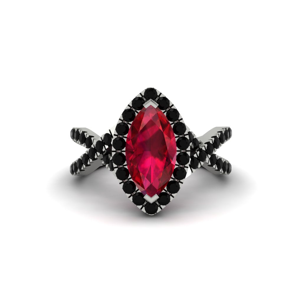 Ruby Marquise Split Shank Engagement Ring - Carly No. 42