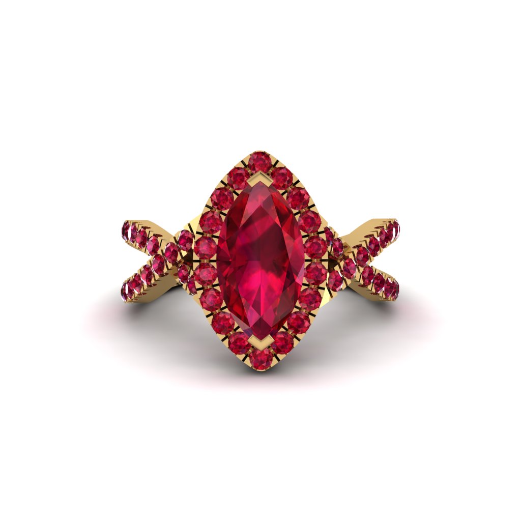 Ruby Marquise Split Shank Engagement Ring - Carly No. 55