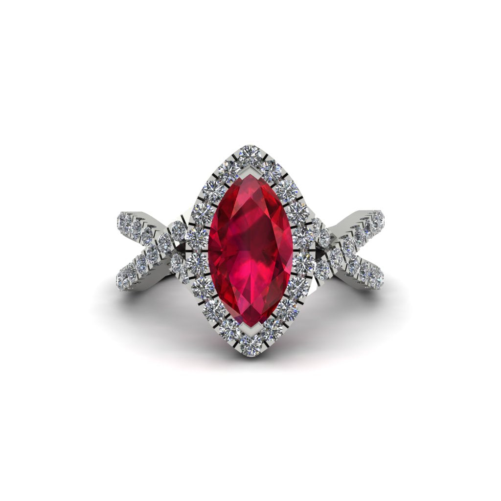 Ruby Marquise Split Shank Engagement Ring - Carly No. 12