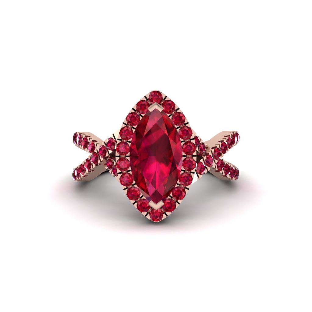 Ruby Marquise Split Shank Engagement Ring - Carly No. 56