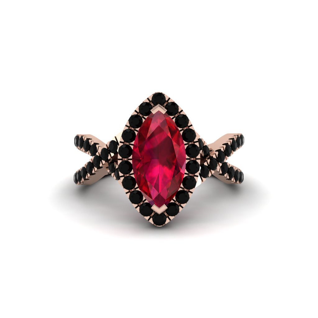 Ruby Marquise Split Shank Engagement Ring - Carly No. 41