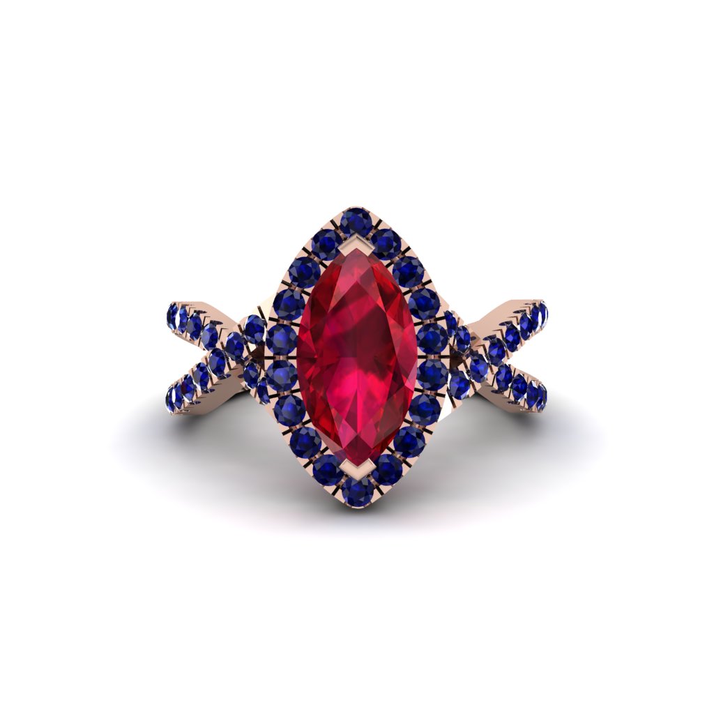 Ruby Marquise Split Shank Engagement Ring - Carly No. 71