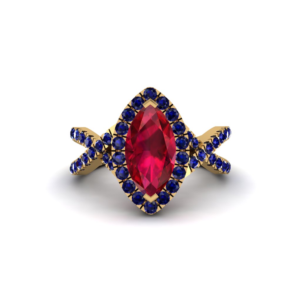Ruby Marquise Split Shank Engagement Ring - Carly No. 70