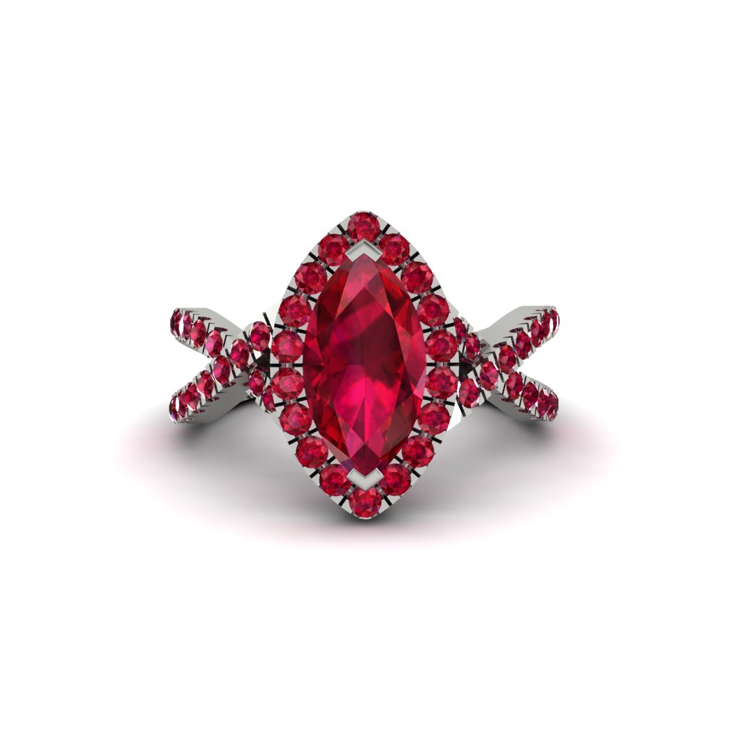 Ruby Marquise Split Shank Engagement Ring - Carly No. 57