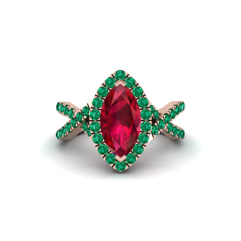 Ruby Marquise Split Shank Engagement Ring - Carly No. 26