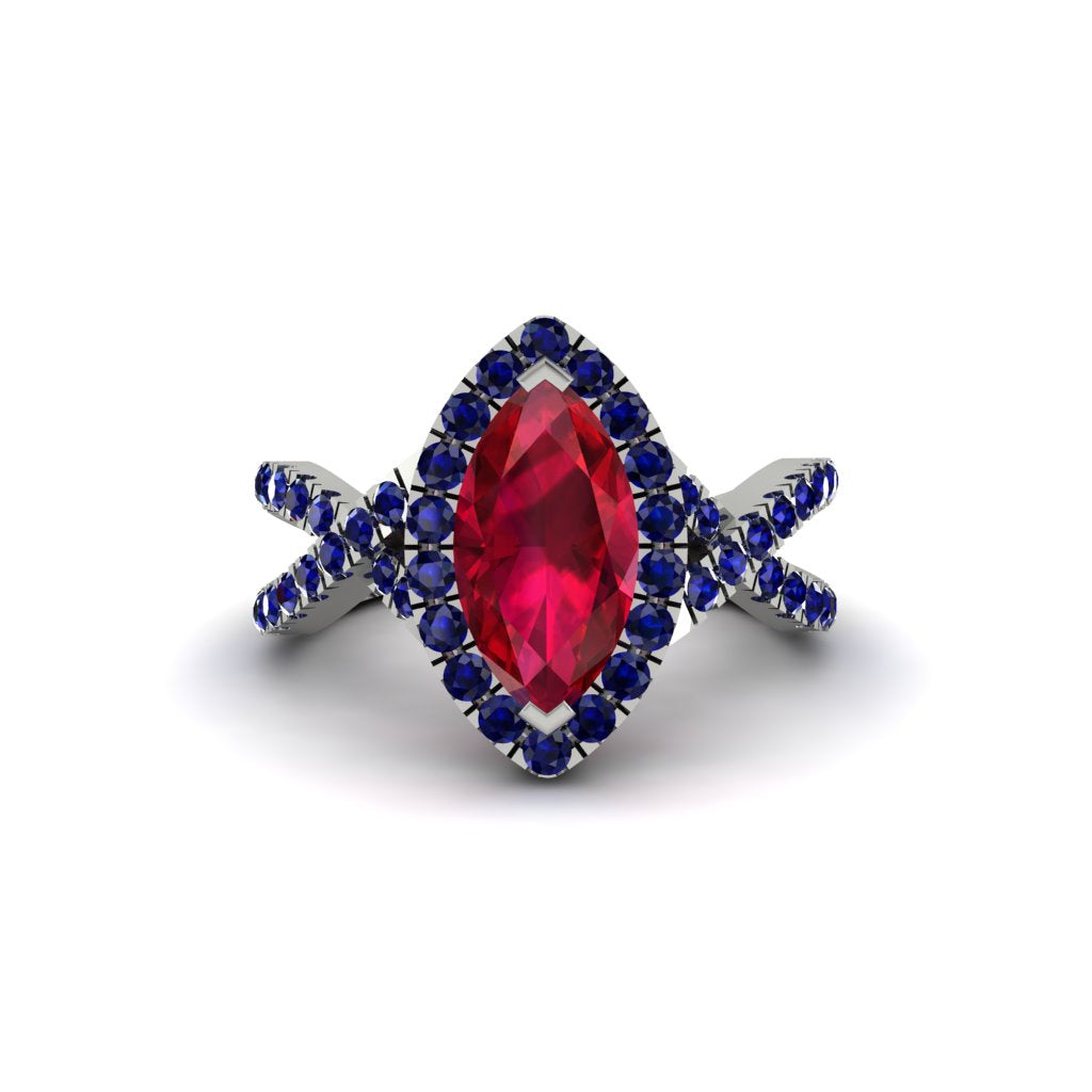 Ruby Marquise Split Shank Engagement Ring - Carly No. 72