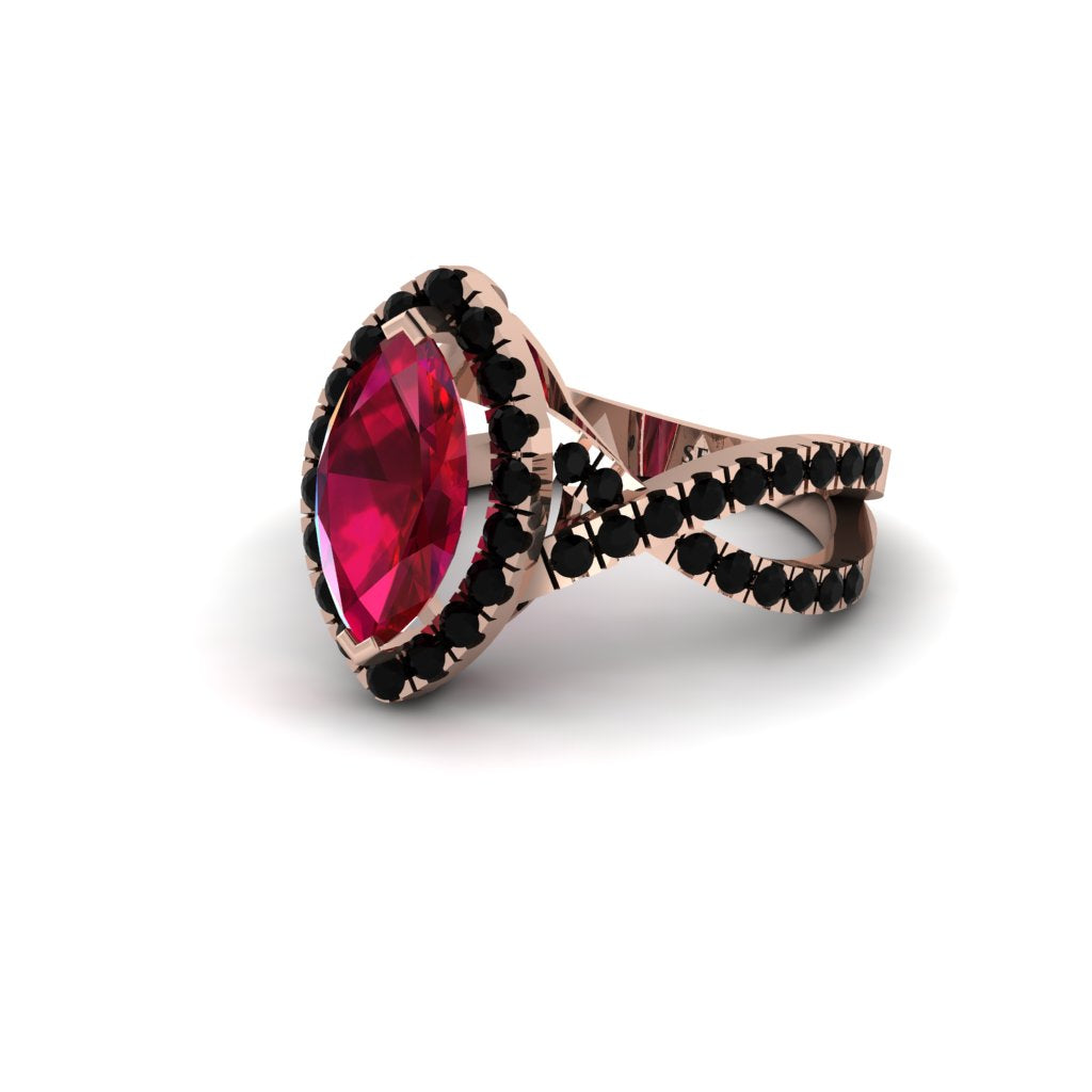 Ruby Marquise Split Shank Engagement Ring - Carly No. 41