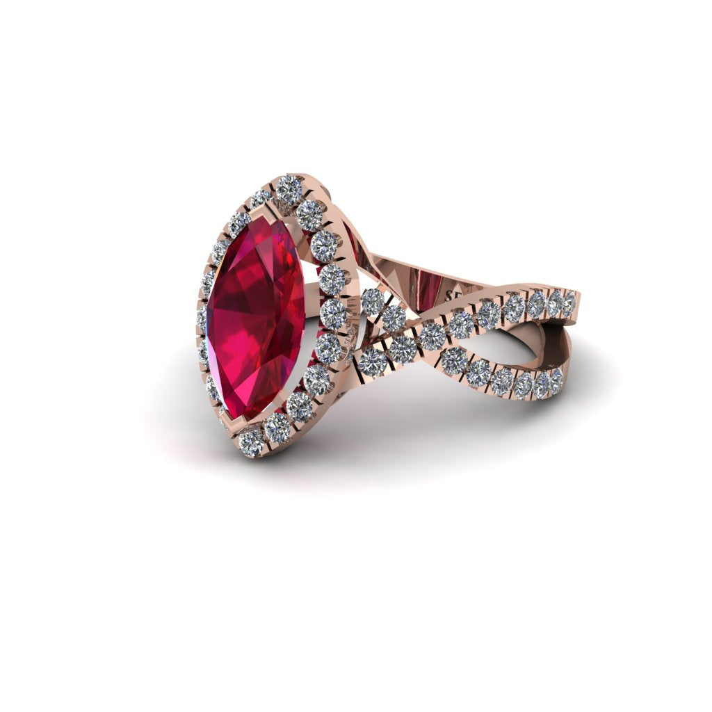 Ruby Marquise Split Shank Engagement Ring - Carly No. 11