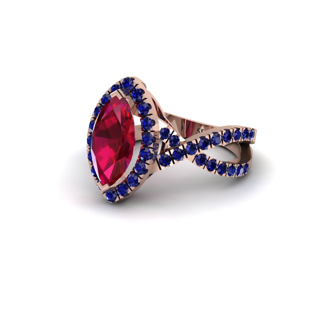 Ruby Marquise Split Shank Engagement Ring - Carly No. 71